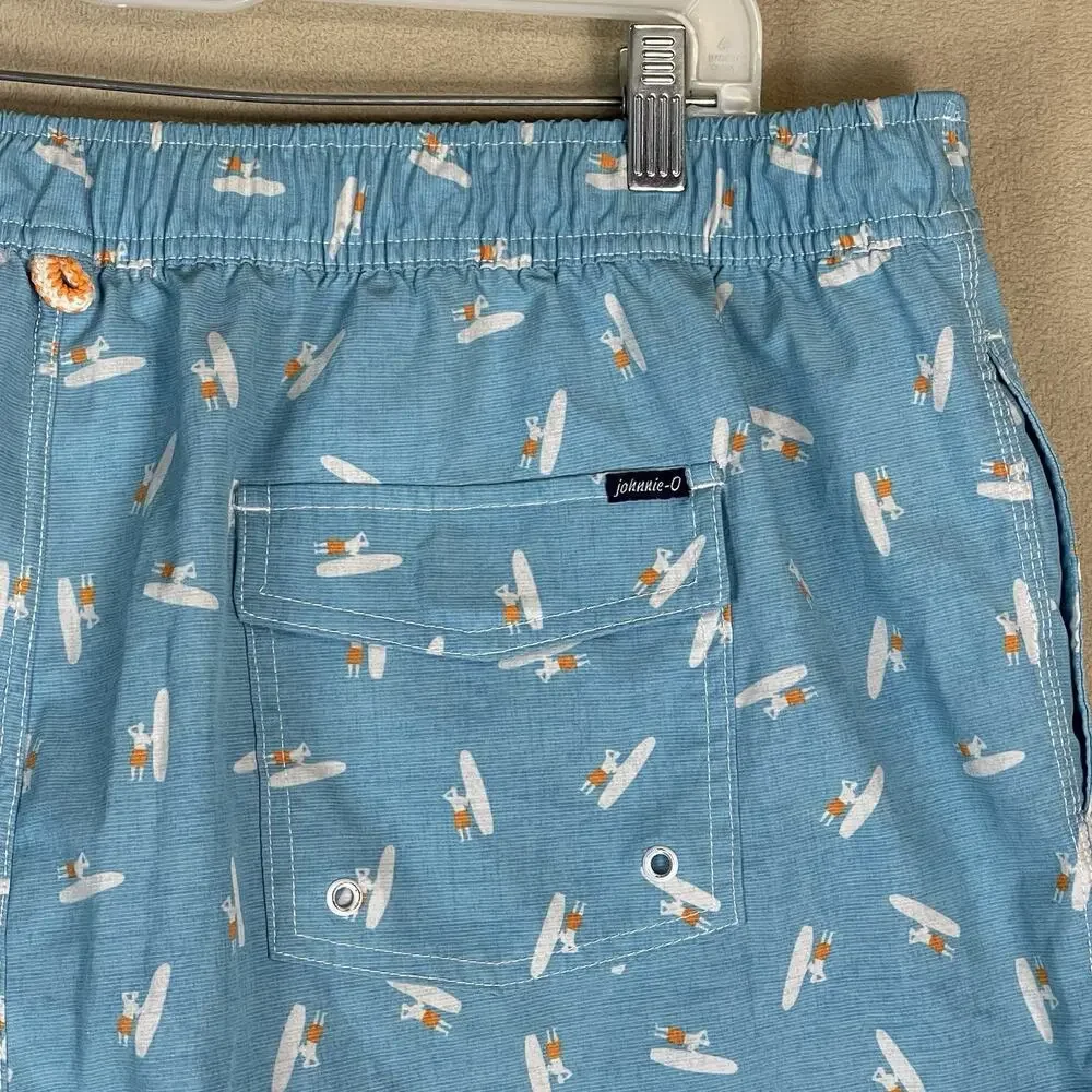 Johnnie O Swim Trunk Mens XXL Blue Arno Half Elastic Surf Short Relaxed Fit‎